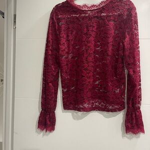 Chic Floral Lace Top in Deep Red